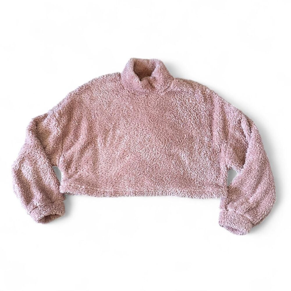 Preppy Cozy Pink Fluffy Cropped Sweater